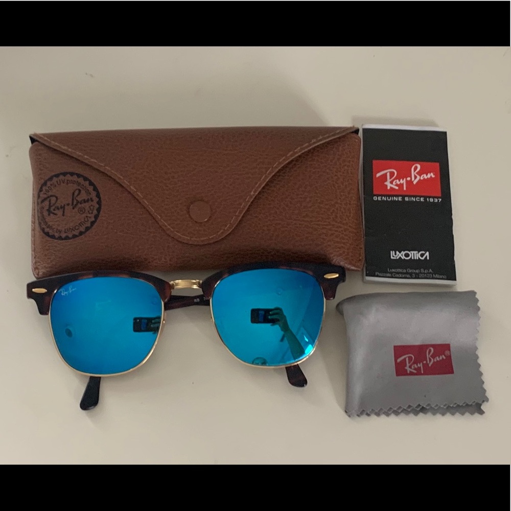 Blue 100% Real Ray-Ban Clubmaster Flash Lenses !💙